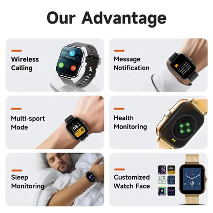 Bluetooth Smart Fitness Watch With Call & Heart Rate