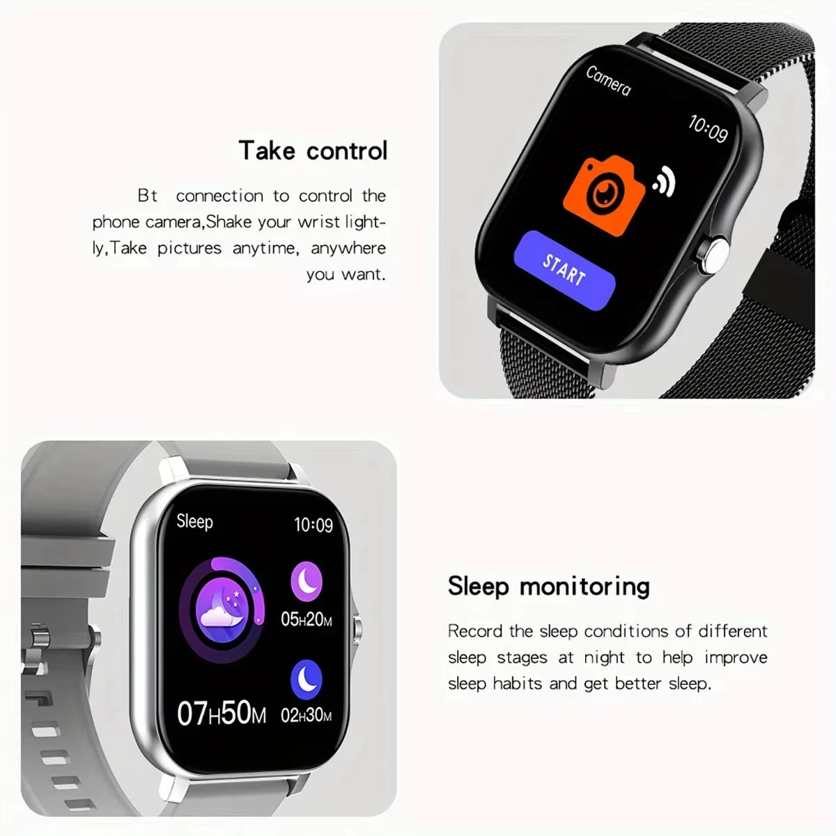 Bluetooth Smart Fitness Watch With Call & Heart Rate