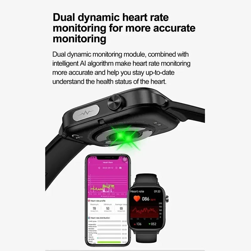 AI Health Smart Watch With ECG, Lipid & Uric Acid Tests